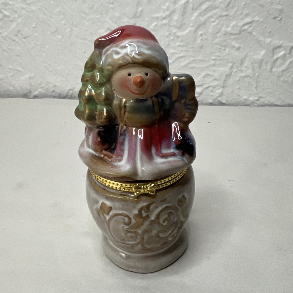 Santa Claus Hinged Box Trinket Box - Porcelain - Vintage - 5 in